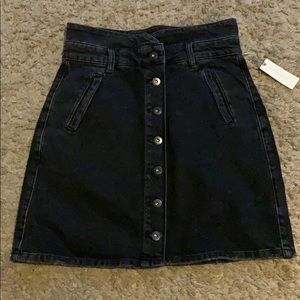Black denim skirt